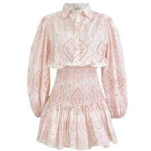 MISS JUNE Broderie Mini Dress in White/Pink one size excellent condition